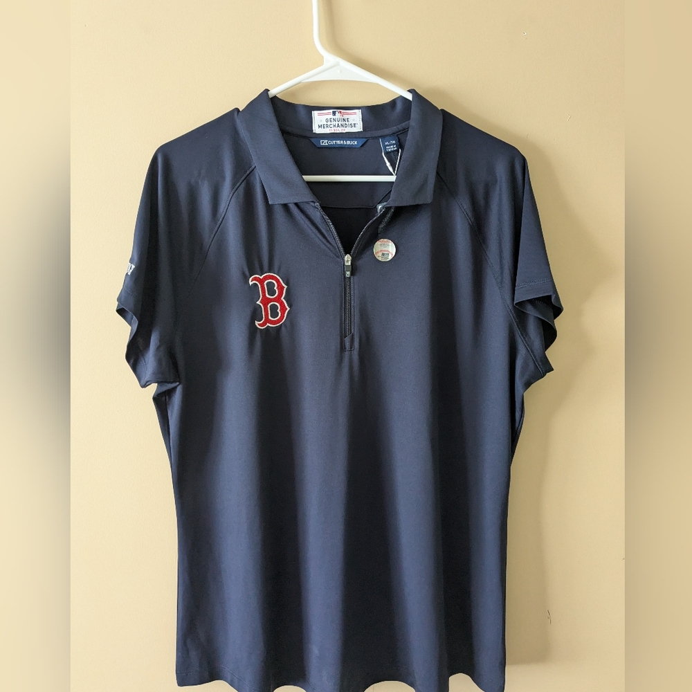 MLB Black Polo Shirt with Red Emblem